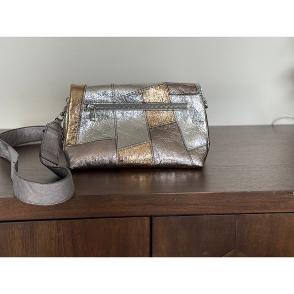 New without tags - Zadig & Voltaire Rocky Vintage Metal Leather Patchwork Bag - Picture 3 of 12